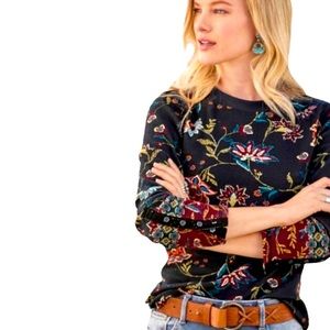 Sundance Floral Long Sleeve Tee - Black and Multicolor